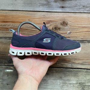 Women Skechers Glide Step Soar High Navy Blue Running Shoes Sneakers